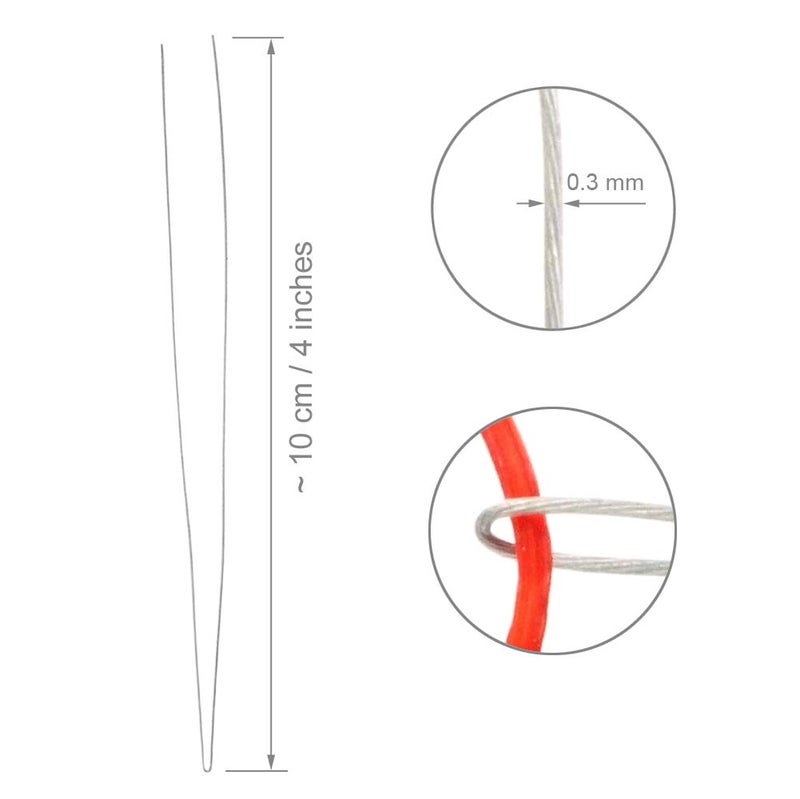 FoRapid 0.3mmx20cm Steel Wire Flexible Durable Collapsible Big Eye Embroidery Beading Needles Easy Threading Sewing Needles Open End for Any Thread Size Jewelry Making 10cm/4in(Folded Length) 10 pcs - Image 3